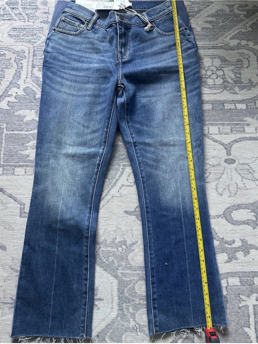 Hatch Women’s Blue Denim Jeans NWT HATCH The Crop Under Belly Kick Flare Matern - Picture 5 of 6